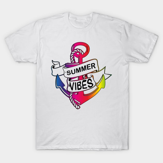 Summer Vibes full color | LGBT beach sailling captain T-Shirt by PolygoneMaste